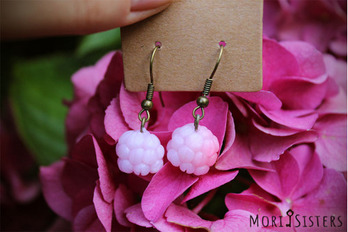 Light pink raspberry earrings