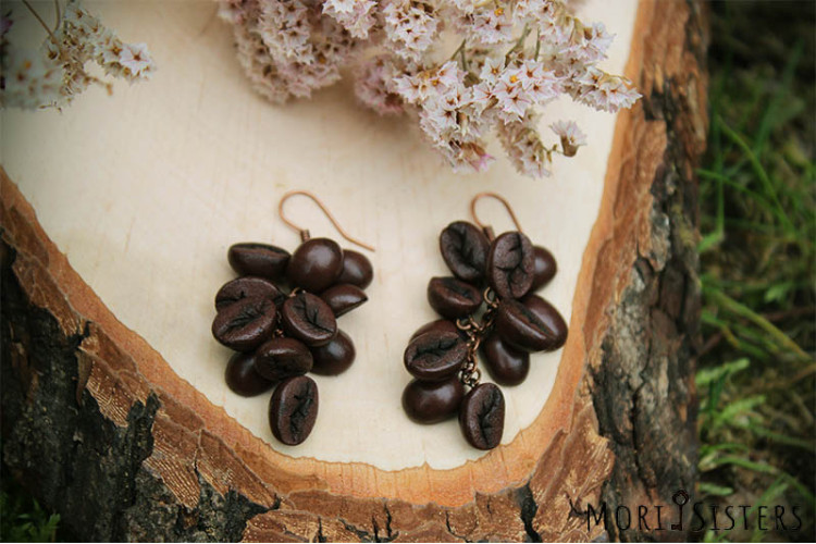 Coffee beans earrings 1